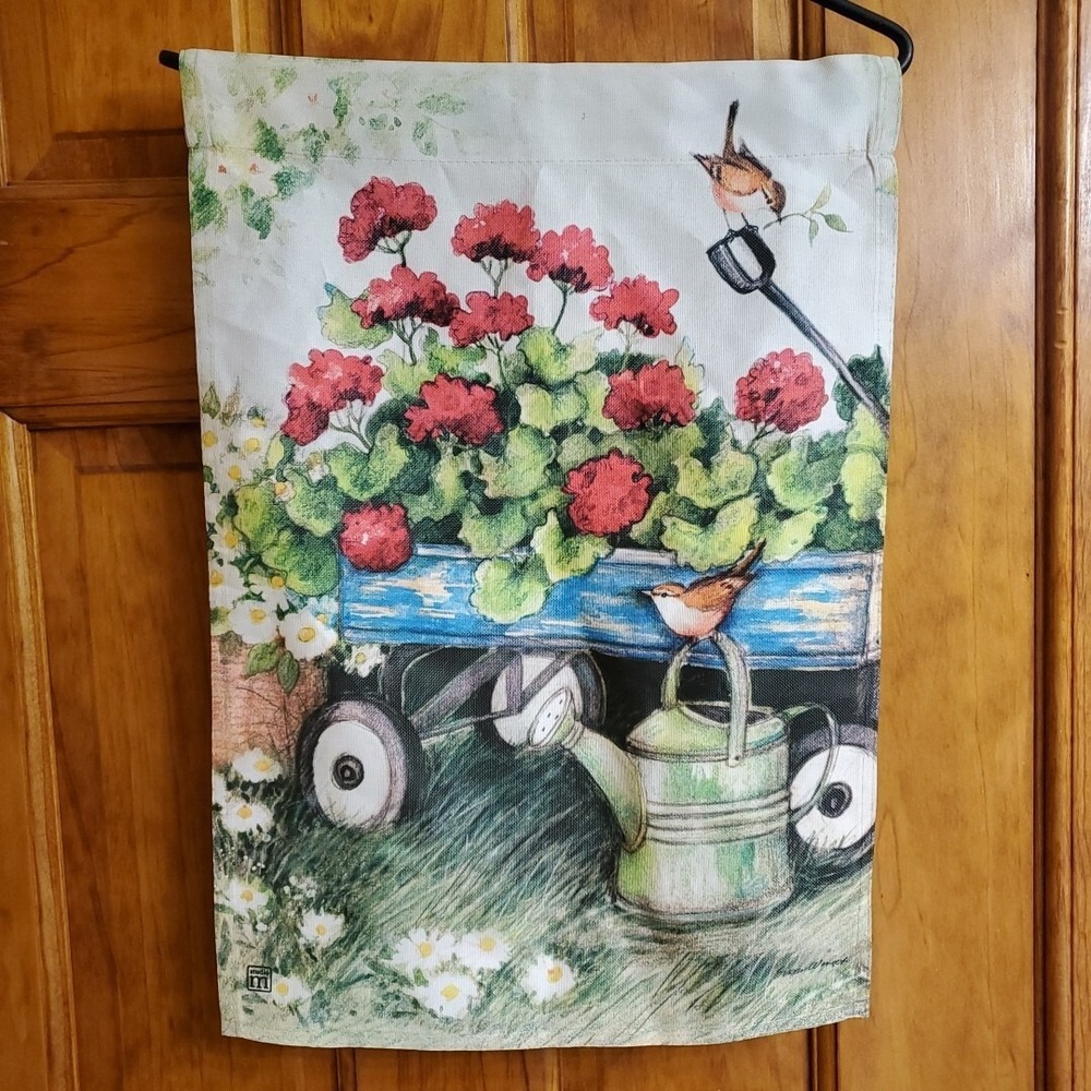 Studio M OS Garden Flag Unisex Multicolor Floral Wagon Bird Spring Summer Decor